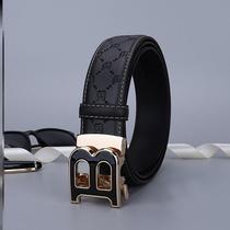 Boy pants with belt genuine leather male automatic button denim jeans belt male tide cleanfit young man