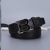 Belt genuine leather male automatic button denim jeans belt male tide American boy young man new Chinese pants strap