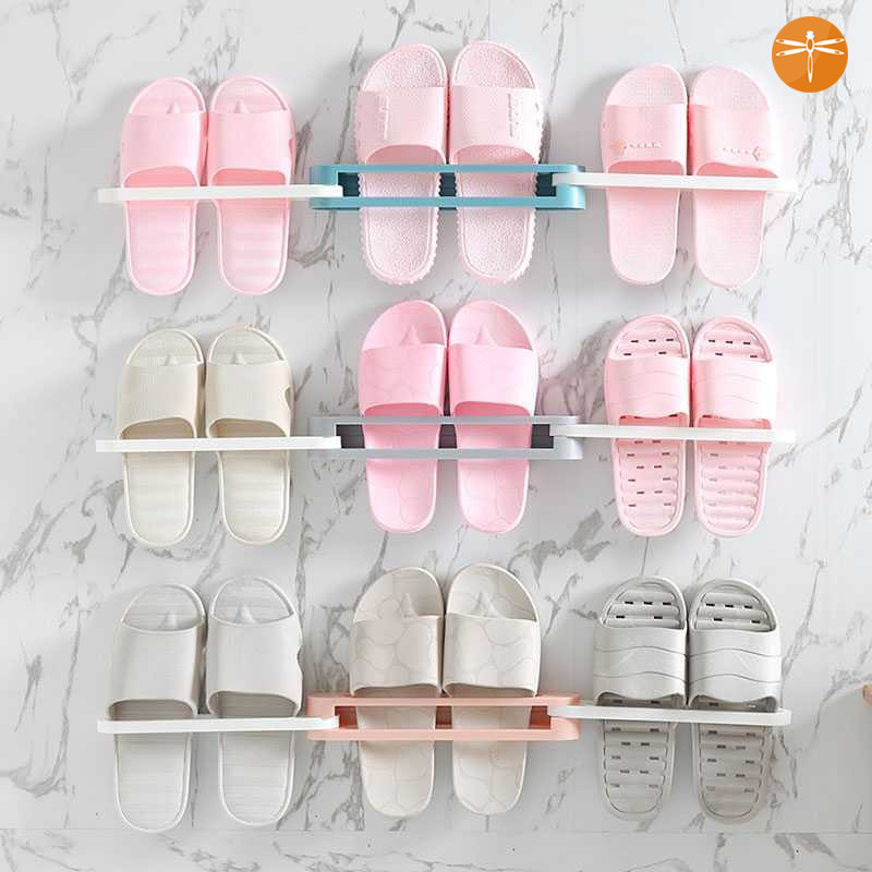 Bathroom trailer rack trembles with shoes home punch-free plastic sandals foldable sandals after bathroom door