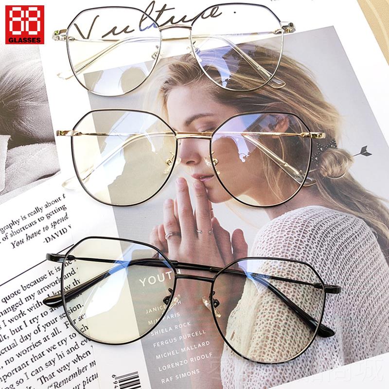 Genuine anti-radiation glasses for myopia-faced women can be equipped with Korean version of trendy large diamond-shaped eye-level eye-frame male anti-blue light protection
