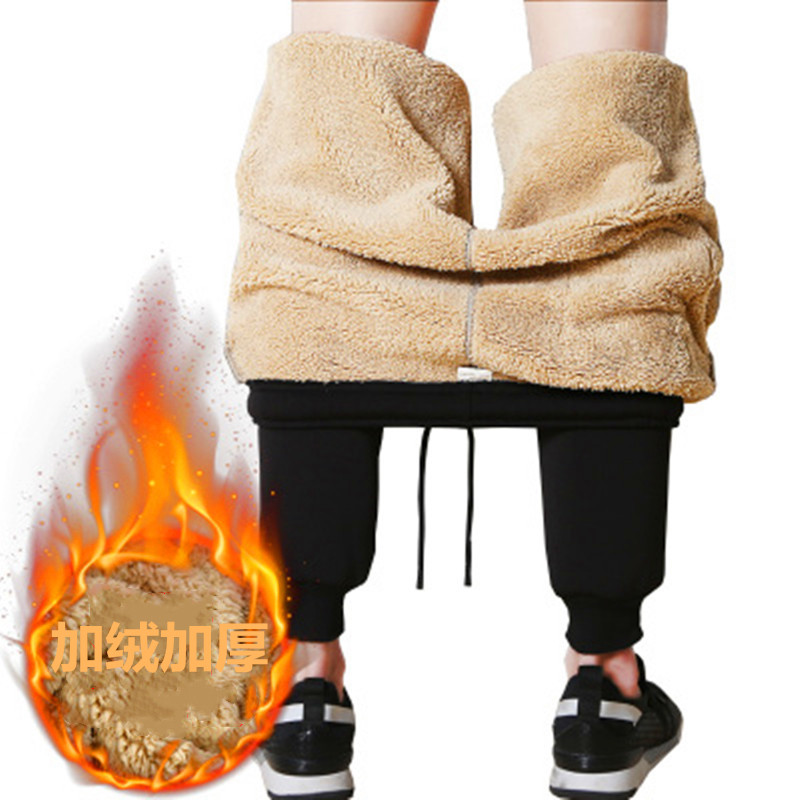 秋冬季加绒运动裤男2019新款青年休闲九分裤男士御寒保暖小脚裤潮