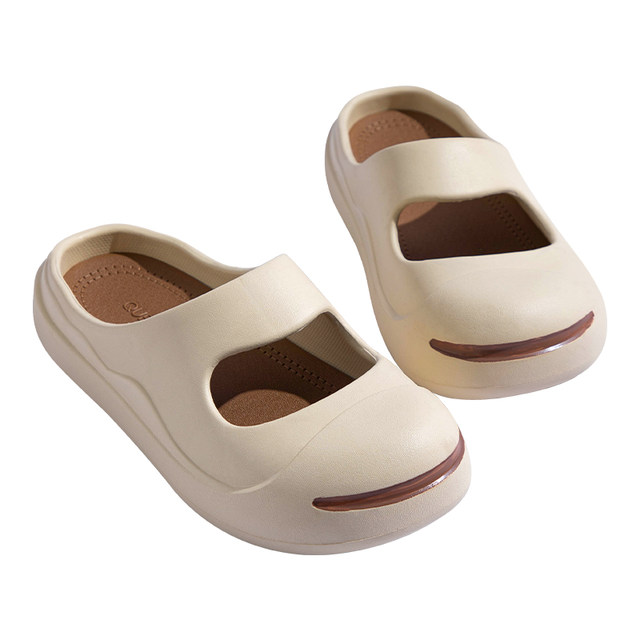 Baotou half-drag girls summer 2023 new thick-soled slip-on feeling outer wear cute temperament EVA sandals women summer