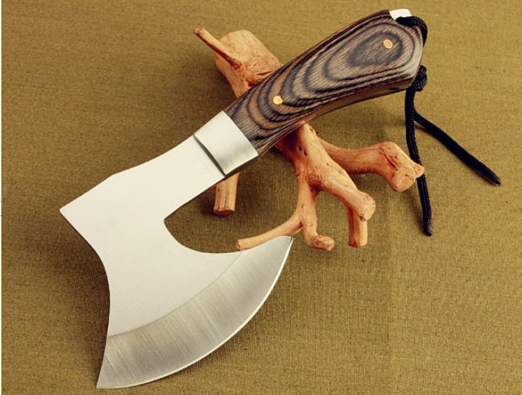 Stainless steel hand axe outdoor camping kitchen knife sapper axe chopping wood cutting tree convenient small sharp plate axe