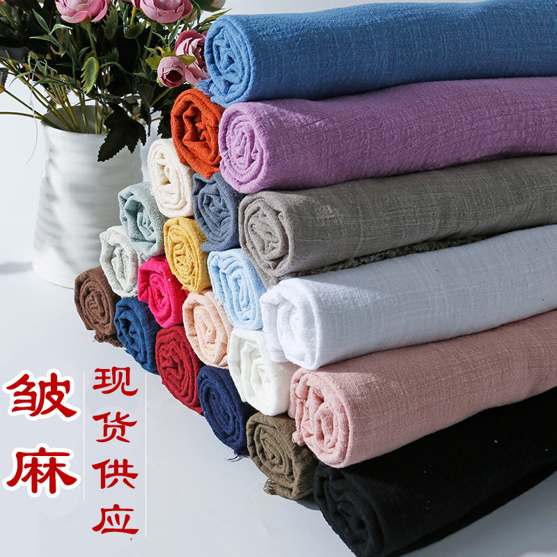 竹の模様が入った綿麻混紡の衣料用生地、夏らしいカラフルな薄手の麻生地、無地の生地、中国風の生地