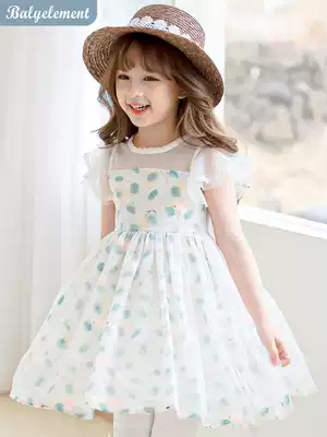 Girls dress summer new flower princess dress 3 children thin 4 foreign style gauze dress 5 dress little girl 6 years old