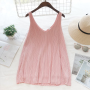 Mặc đáy off-the-vai mùa hè loose-fitting của phụ nữ đôi cổ màu đen rắn màu đầu lớn xù vest