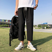 quần rộng chân của phụ nữ mùa hè mỏng eo cao hiển thị mỏng thẳng thả chín điểm quần âu inthems Hàn Quốc phiên bản xu hướng lỏng lẻo