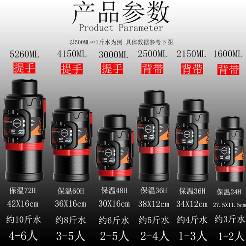 Термос, вместительный и большой чайник для путешествий из нержавеющей стали, нержавеющая сталь AISI 304, объем 1