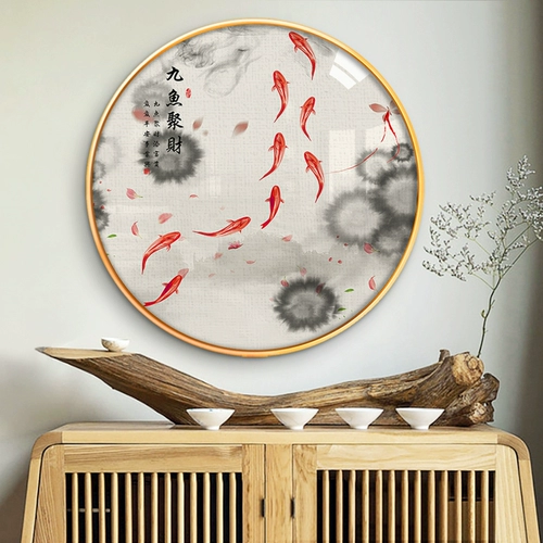 Новый китайский стиль, пусть расцветают сто цветов, процветающая семья пионов, все будет процветать, роскошная круглая декоративная картина, подвесная картина в гостиной, при входе в кабинет