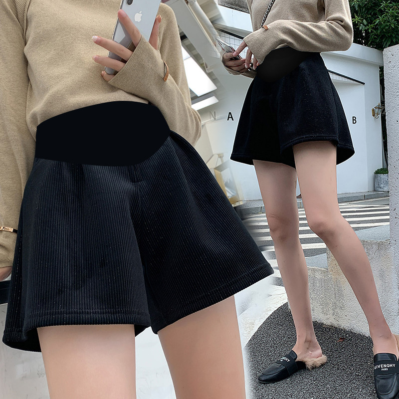 Pregnant Woman Broadleg Shorts Autumn Winter Outwear Korean version Chauma Thickened Silk Suede Pregnant Woman Shorts Boots Pants Tobellied Underpants-Taobao