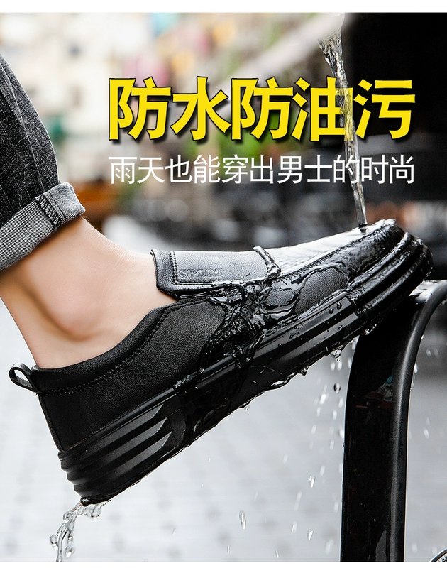 Autumn Anti -slip and Wear -resistant Chef Mens Waterproo Oil -Proof Air -ploof B để nhau Giày làm việc đen khử mùi nam