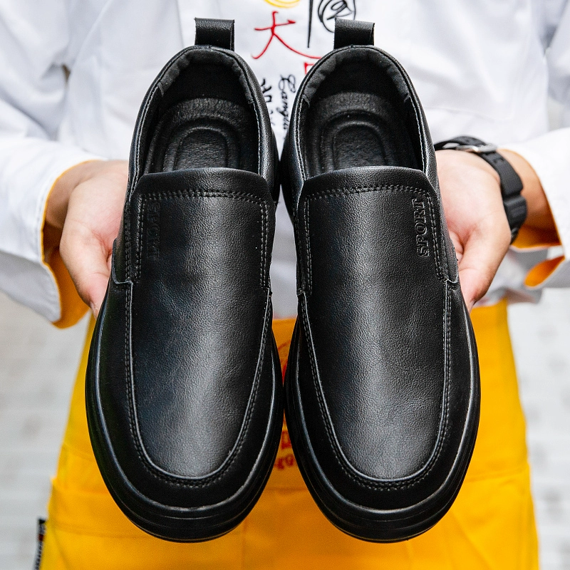 Autumn Anti -slip and Wear -resistant Chef Mens Waterproo Oil -Proof Air -ploof B để nhau Giày làm việc đen khử mùi nam 