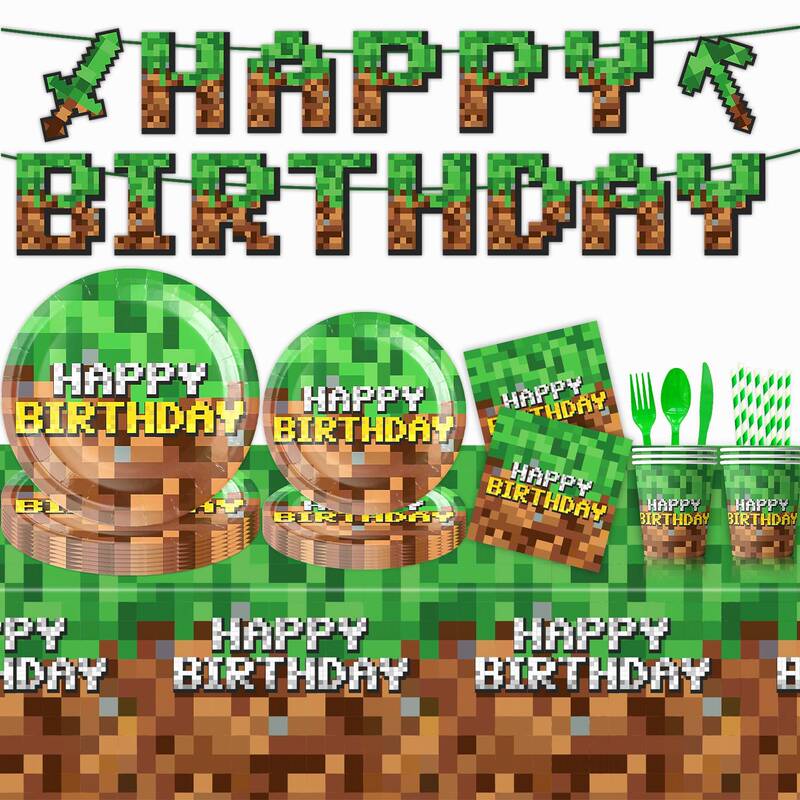 Amazon's New Minecraft Pixel-Themed Birthday Party Tableware Disposable Tablecloth Paper Cups Paper Plates Decoration Amazon's New Minecraft Pixel-Themed Birthday Party Tableware Disposable Tablecloth Paper Cups Paper Plates Decoration