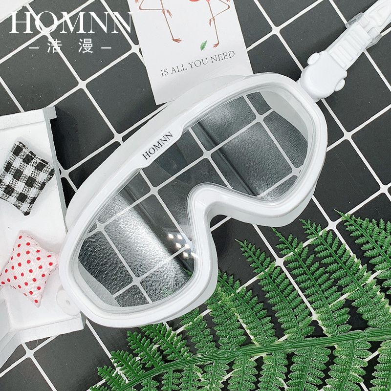 HOMNN Large Frame Swim Goggles Myopia HD Waterproof Anti-Fog Swimming Glasses Men's and Women Adult Comfort Diving Goggles Equipment