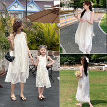 Different parent-child clothes for beach and sea vacation mother and daughter summer clothes 2024 new summer high-end dresses