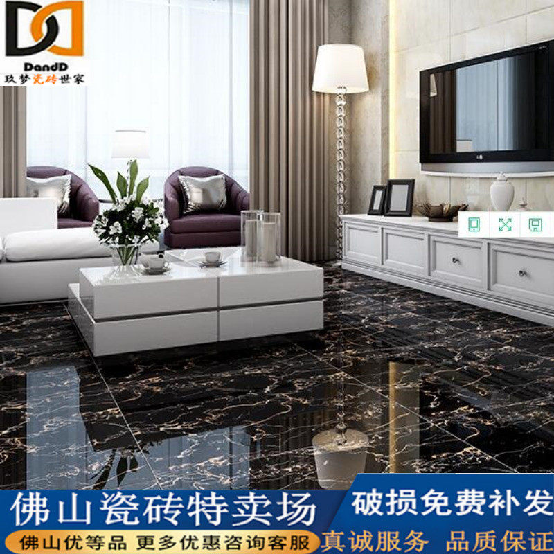 Foshan 1-meter full throw glazed large floor tiles 600800 1000 black gold flowers deep brown Purple Rhored Engineering Tiles