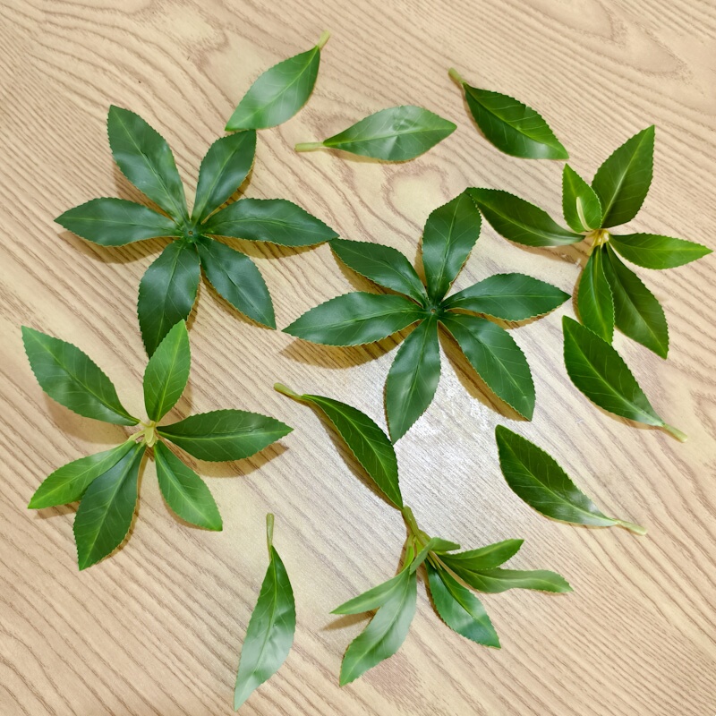 Mazuimu Fake Leaves Plastic Green Leaves DIY Inserted with Dead Branches Decorative Fake Leaves Green Leaves Fake Tree Decorative Leaves