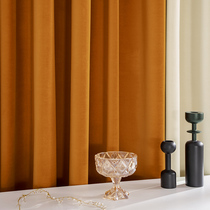 Orange orange curtain color 2021 new living room high-end modern simple light luxury flannel blackout bedroom ce