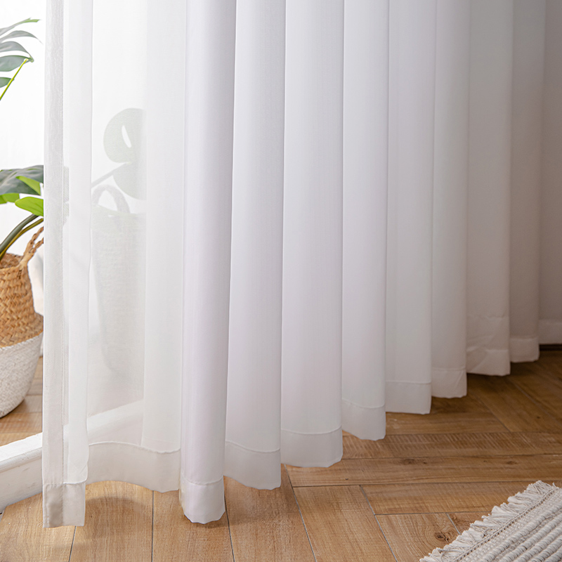 White gauze curtain light-transmitting and opaque bedroom balcony semi-shading gauze curtain 2021 new living room modern luxury