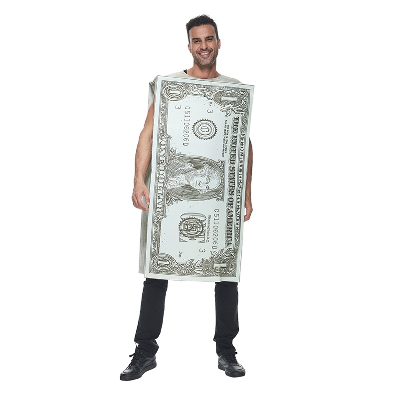 Halloween Adult Costume Dollar Bill Man Performance Outfit Party Annual Meeting Cos Walking Money Jumpsuit