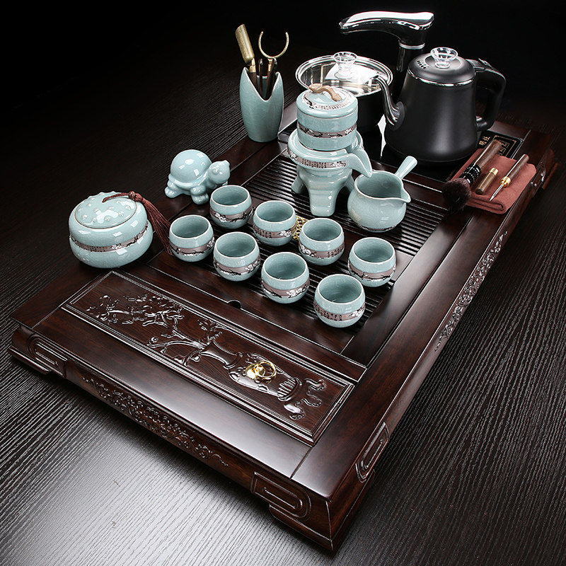 Enjoy Heng Ebony Solid Wood Tea Tray Tea Set Purple Sand Kung Fu Office Meeting Guest Fully Automatic All-in-One Living Room Home