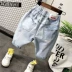 Quần short bé trai denim mặc quần dài mùa hè ở phần lớn trẻ em mỏng của phiên bản Hàn Quốc giản dị của trẻ em khi thủy triều lỏng lẻo - Quần jean