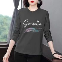 100% pure cotton covering the flesh casual loose slimming round neck bottoming shirt autumn and winter fat mm age-reducing fashionable long-sleeved top for women