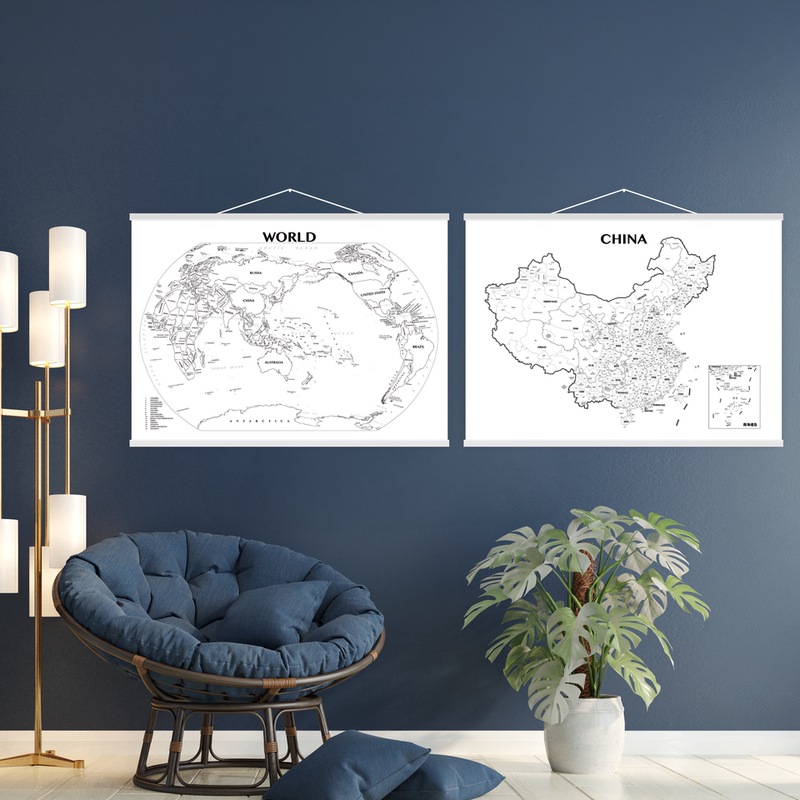 Set - Chinese World Map in Chinese and English, DIY Coloring and Graffiti, Travel Footprint Marker, Check-In Record Set - Chinese World Map in Chinese and English, DIY Coloring and Graffiti, Travel Footprint Marker, Check-In Record