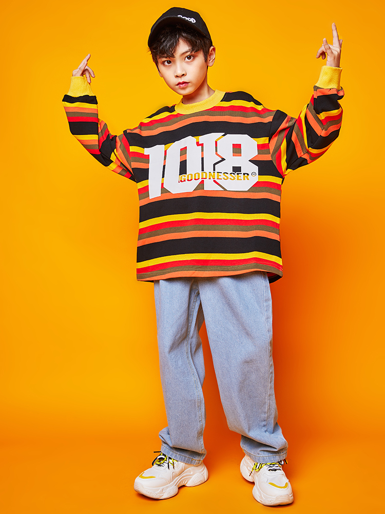 Children's street dance clothing hip-hop style children's trendy clothing hiphop performance clothing loose handsome hip-hop suit boys