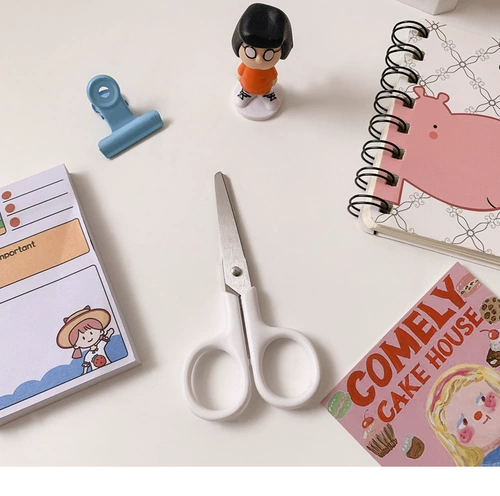 Белые портативные ножницы из нержавеющей стали, детская безопасная крышка с крышкой, «сделай сам»