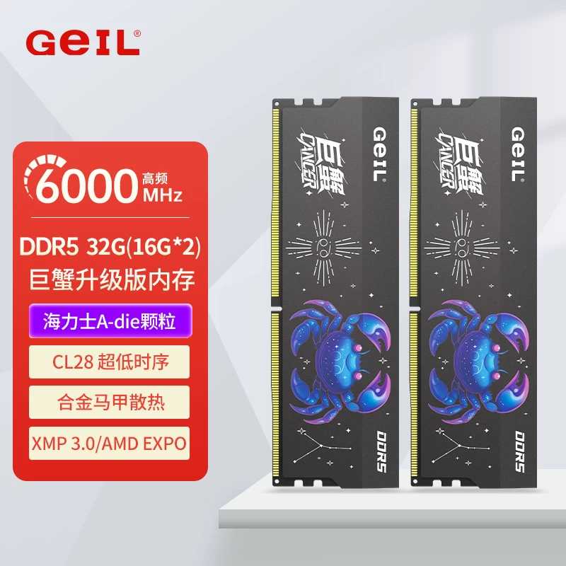 GEIL Jinbang Cancer DDR5 32G игровая оперативная память Hynix 16G×2 CL28 настольный компьютер
