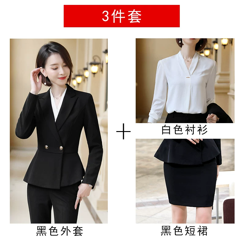 夏勤 Demi-season classic suit jacket for leisure, black set, Korean style