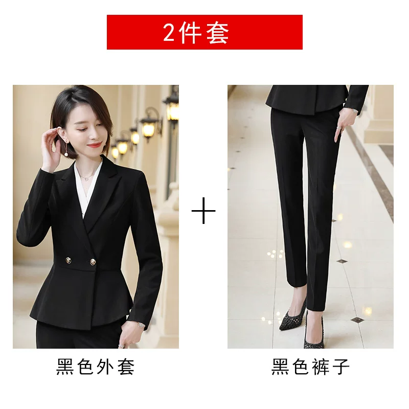 夏勤 Demi-season classic suit jacket for leisure, black set, Korean style