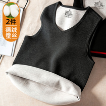 Warm vest mens plus velvet thickened silk De velvet self-heating vest Wear tight bottoming cotton waistcoat in autumn and winter