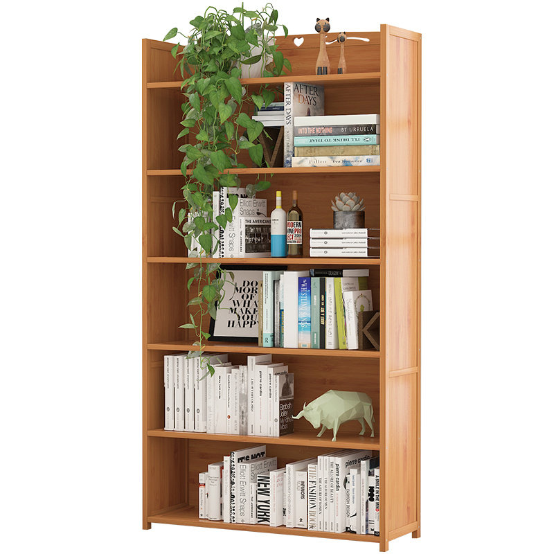 Wooden bookshelves 23-4 layers 56 layers of bamboo shelf narrow side bamboo File shelf 80 cm Study children's house