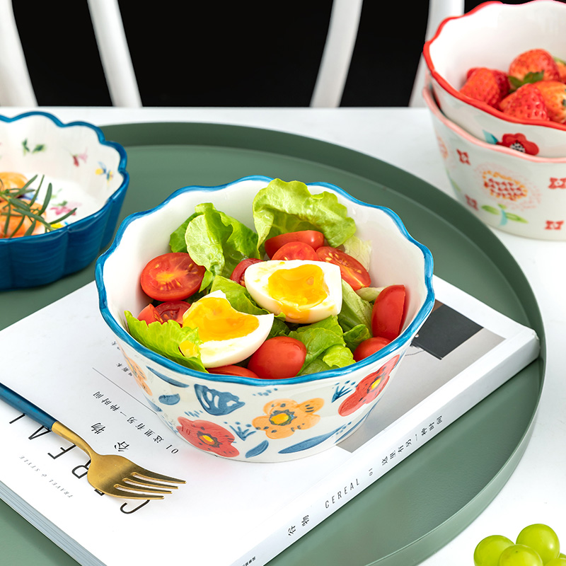 ChiXiaoXi flower tendril Japanese hand - made ceramic bowl home eat high little rainbow such as bowl of rice bowl bowl bowl hat to bowl