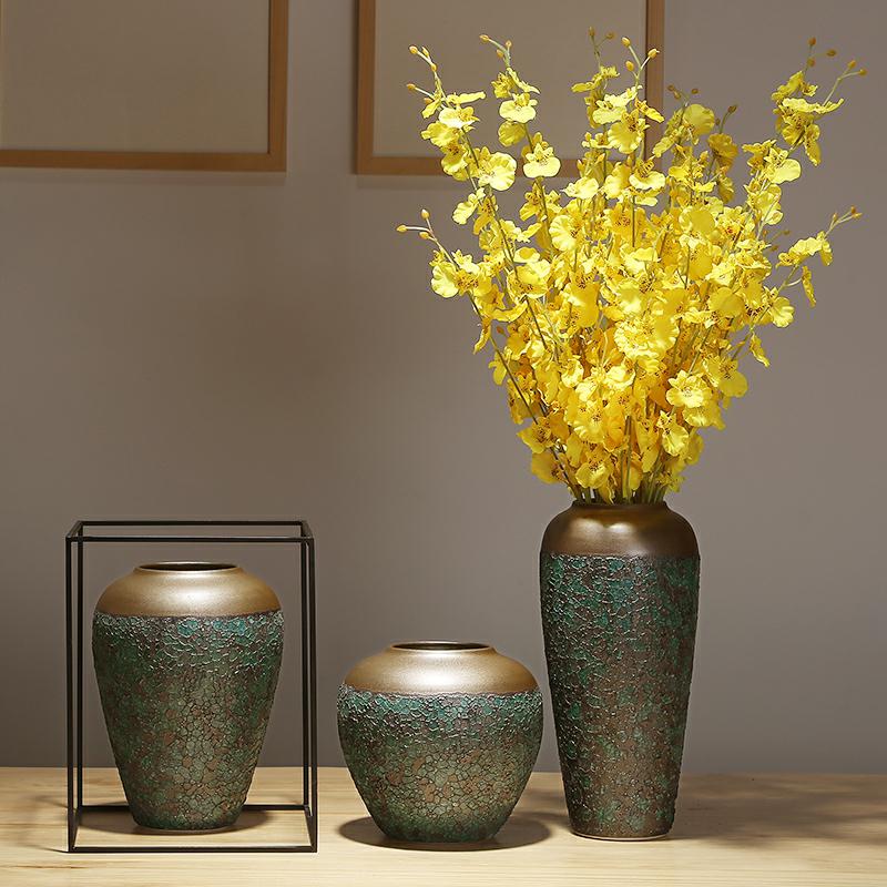 Jingdezhen ceramic decoration of the new Chinese style porch sitting room TV ark, flower arranging zen table dry flower vases, furnishing articles