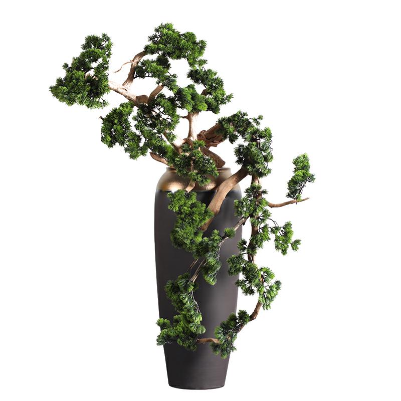 Ceramic light of large vase key-2 luxury black gold furnishing articles dried flower arranging flowers home decoration of Chinese style porch is decorated living room