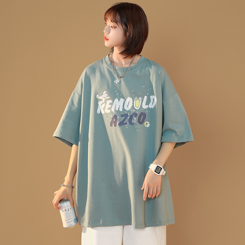Short sleeved woman Han edition loose in tide design sensibility bf lazy wind thin salt frame T-shirt coat summer dress