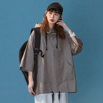 Retro American 70% Sleeve T-shirt Woman Cap Loose Ins Surge Street Hiphop Thin Tooling Short Sleeve Jacket Summer