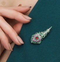 panzoro silver feather tail feather pin female style high-end luxury new pin with suit in 2022