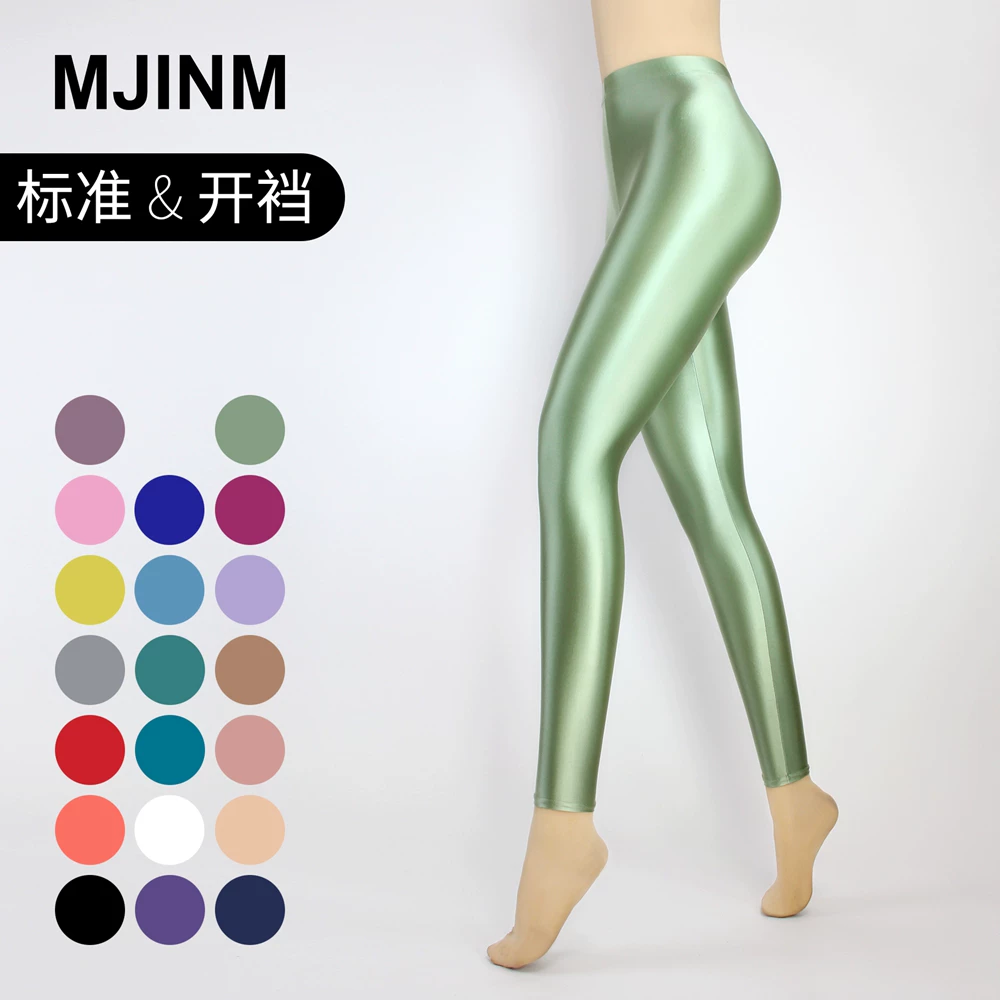 Elastic silky leggings, high waist