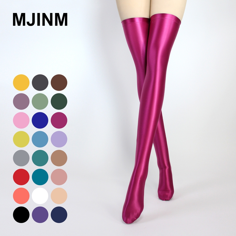 Mjinm Beautiful Women's Glossy Silky Multi-Color Japanese Style High Tube Two-Dimensional Half-Length Knee-High Over-The-Knee Socks Long Socks