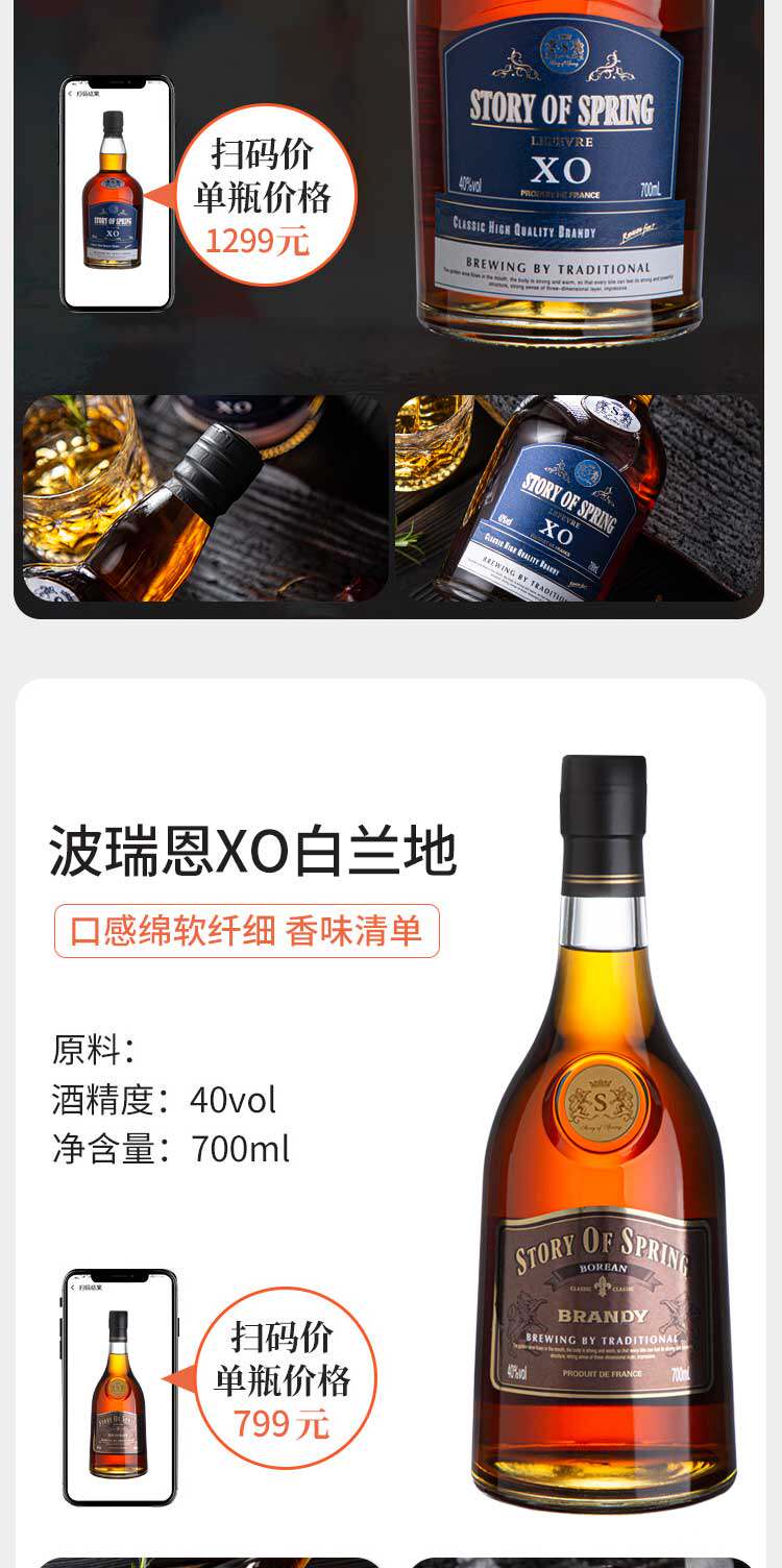 法国XO白兰地洋酒套装礼盒 750ml*6瓶 图6