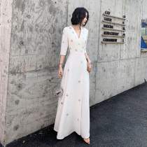 White Evening Dress 2022 New Banquet Temperament Annual Dress Women Advanced Texture Dress dress normally can wear summer
