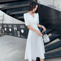 White Ocean Dress Small Gown New V Collar Temperament Elegant Style Dress Skirt Woman Can Normally Wear Banquets Dress