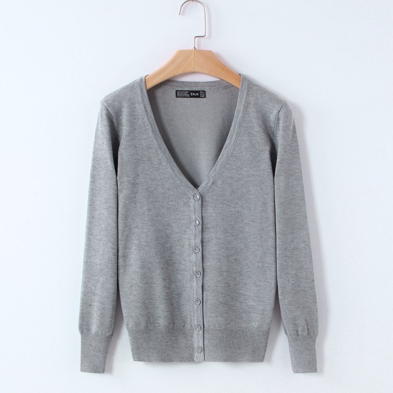 Áo len cổ áo dài tay phụ nữ cardigan của bên ngoài khăn choàng mỏng dệt kim lớn mã mùa xuân mùa thu điều hòa không khí áo sơ mi ngắn cắt.