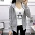 Mùa xuân và mùa thu zip-up cardigan phụ nữ bảo vệ nhân mỏng lỏng đội mũ trùm đầu hàng đầu Hàn Quốc phiên bản của 100-tie áo khoác thể thao cộng với nhung dày 