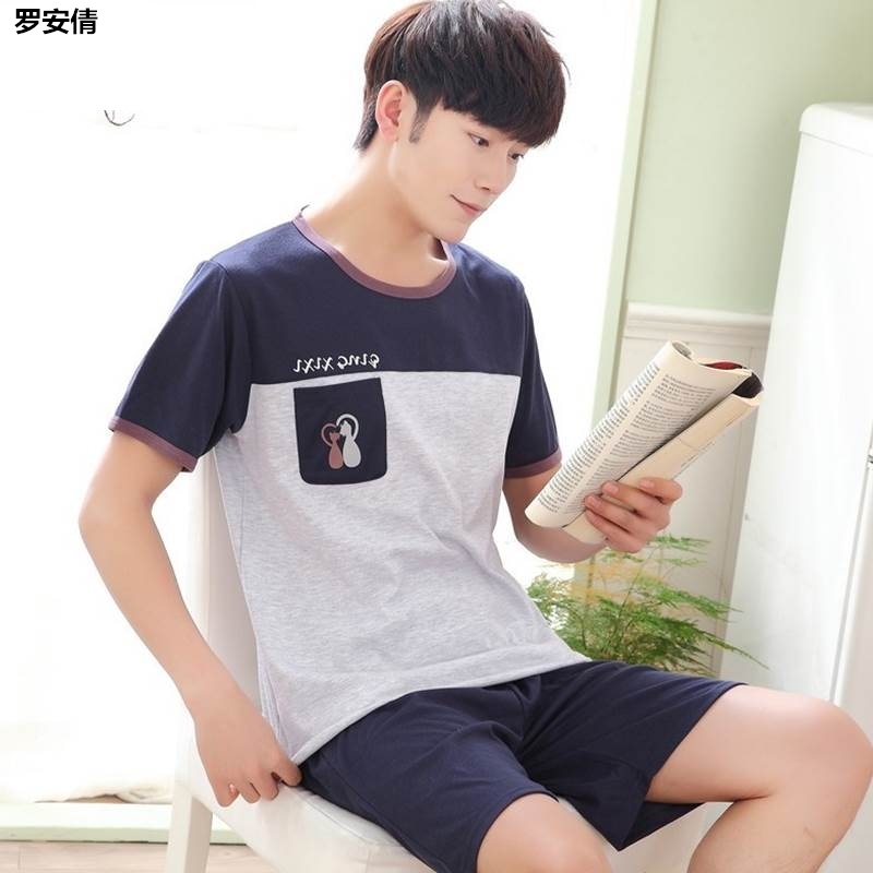 Z.2020 Summer Pyjama bông Mens Summer Mens Casual Quần soóc mùa hè ngắn tay áo Mens Home Mang Set.