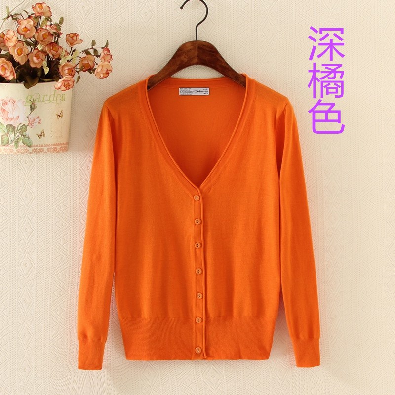 Mỏng đan áo điều hòa nhiệt độ ngắn dài tay mùa xuân và mùa thu mặc V-cổ phụ nữ cardigan của bên ngoài phiên bản Hàn Quốc của chiếc áo khoác nhỏ kim thân dệt.